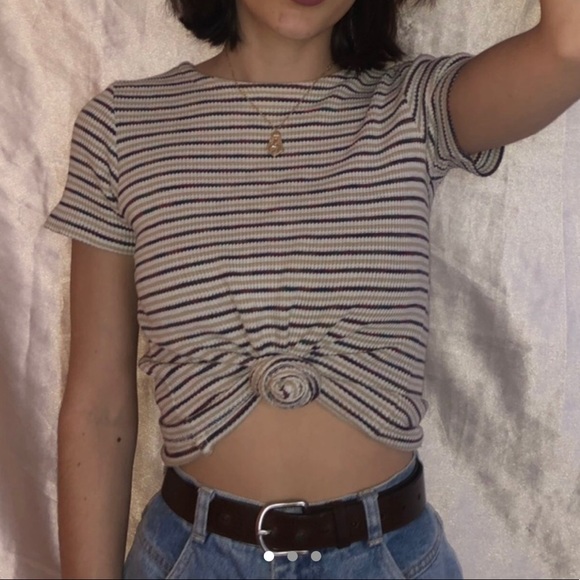 American Vintage Tops - 90’s vintage ribbed striped baby tee